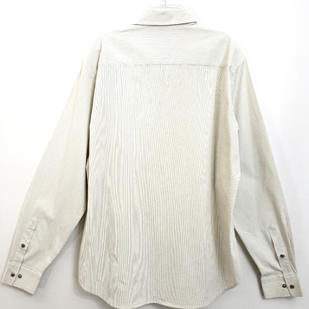 Armani Exchange Creme Textured Pinstripe Longsleeve Button down Shirt - Picture 12 of 15